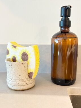 Artisan Pottery Sponge Caddy Holder Speckled Glaze Neutral Decor